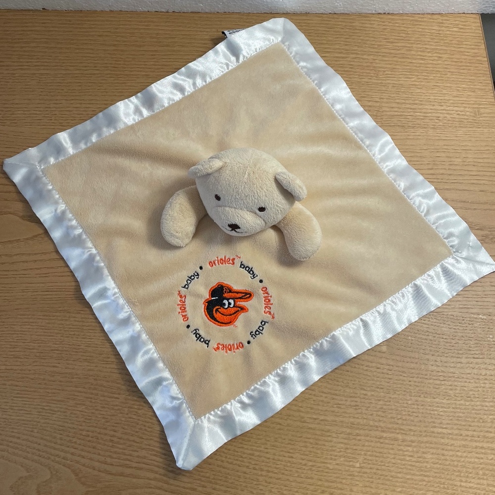 Baby Fanatic Baltimore Orioles Bear Lovey Satin Edges Back 13" Security Blanket